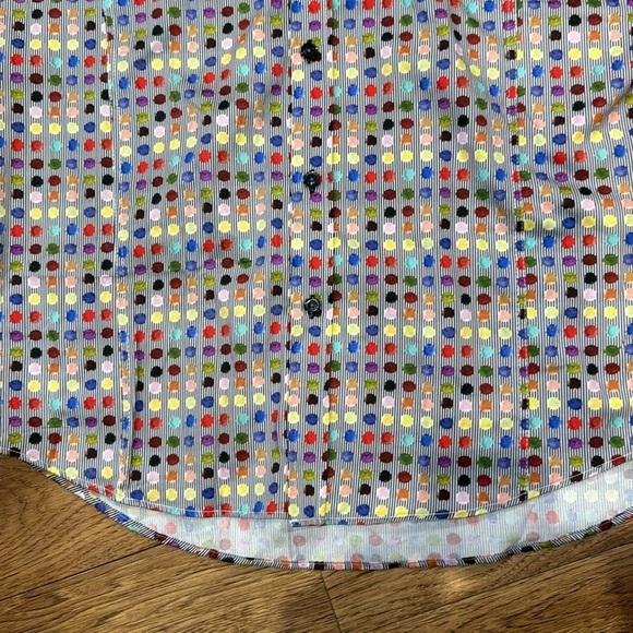 NWT Eight X Dress Shirt Mens XXL Slim Fit Button Up Short Sleeve Colorful dots - Picture 7 of 11